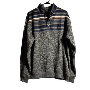 Hooey Stevie Henley Pullover Mens M Brown Cotton Striped Casual Western Rugged